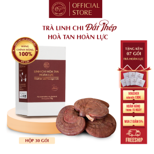 Trà Nấm Linh Chi Đất Thép Hòa Tan Hoàn Lực Hộp (3 loại: 8 gói - 15 gói - 30 gói) - Hồi phục năng lượng - Tăng tuần hoàn máu - Hàng chính hãng
