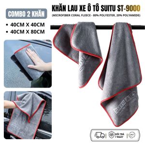 Combo 2 Khăn | Khăn Lau Xe Ô Tô SUITU ST-9000 Nhung San Hồ Siêu Thấm Hút Gấp 6 Lần Kháng Rụng Lông Lau Kính Kín Bề Mặt Nội Thất Chuyên Dụng