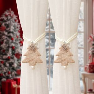 DIVATEN 2Pcs Christmas Tree Design Curtain Tie Backs Convenient Snowflake Design Curtain Buckle Festive Curtain Holders Festive Home Decoration