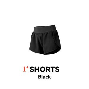 FICOOL 2in1 Yoga Shorts High-Waist Pockets for Dynamic Workouts Running Fitness Gym Shorts for Women