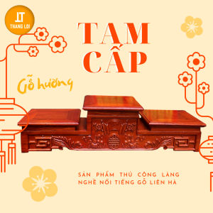 Đôn gỗ kê tượng tam cấp gỗ hương tam sơn kê bát hương trên ban thờ sản xuất thủ công
