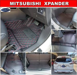 พรมปูพื้นรถยนต์ 6D XPANDER สีดําด้ายแดง เต็มคัน สวยงาม หรูหรา เข้ารูป ตรงรุ่นรถ