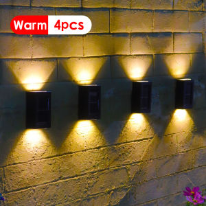 Solar Wall Lights Outdoor: LED Solar Powered Garden Light Wall Lamp Stair Light