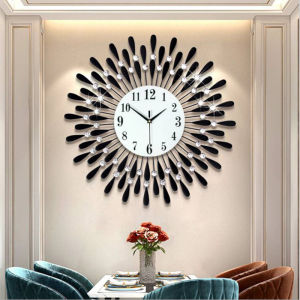 HOL 38X38 cm European Style Peacock 3D Wall Clock Metal Wall Art Home Decor