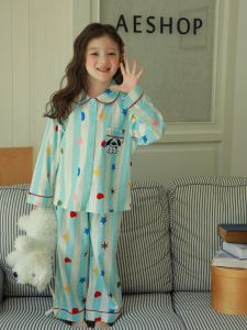BB160 ชุดนอนลูกสาว ลายการ์ตูนน่ารัก สดใส แขนยาวขายาว มีกระเป๋าตรงหน้าอก ผ้านิ่ม ใส่สบาย สดใสไร้เดียงสา