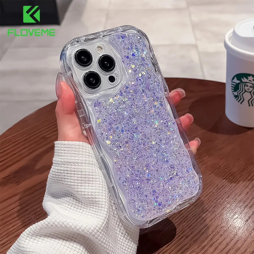 FLOVEME Fashion Cute Wave Frame Glitter Phone Case For iPhone 14