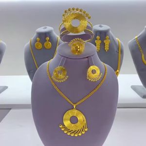 8 Conch Shell Leaf Shape 4pcs gold Jewelry Set Necklace Bracelet Earrings Ring Accessories Jewelry