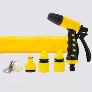 HW050- 10m Car Wash Watering Gun Set Household Nozzle for Rinsing Balcony Stretchable Pressure Hose Soft Tube Brush Cleaning Tool