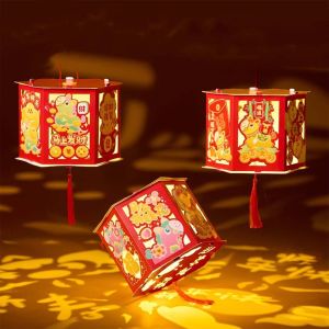 Joeyth 新年灯笼cny decoration 2026 chinese lantern outdoor 2026新年装饰chinese new year decor Cartoon Chinese Style Lantern with Tassel Handmade Craft Horse Year Lantern DIY Material Kit Projection Feature LED Luminous Lantern Spring Festival