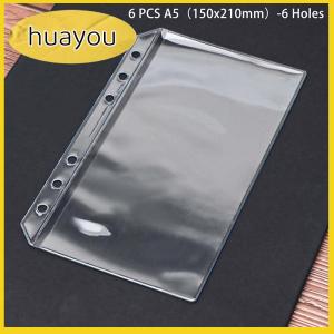 huayou ใหม่6ชิ้น A5 A6 A7 6รูกระเป๋าสองด้าน3ชั้นโฟลเดอร์ซิปใสและโฟลเดอร์ที่เปิดด้านข้างพีวีซีกันน้ำ