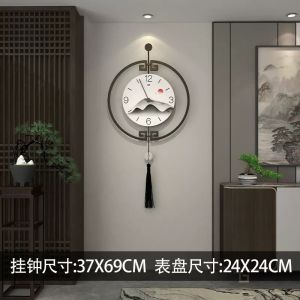 HKStorage New Chinese style wall clock living room fashionable art decoration clock wall hanging home minimalist porch creative Chinese style clock