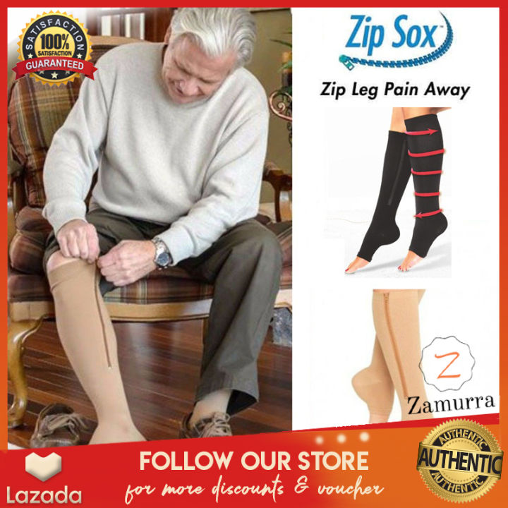 ZIP SOCKS Therapeutic Anti-Fatigue Compression Socks (BLACK or
