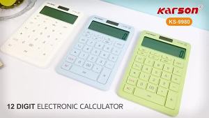 Karson Electronic Calculator 12 Digit Big Display Plastic Key Solar & Battery Powered - Ks - 9980