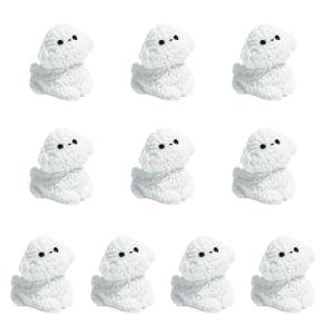 Pack Of 10 Bichon Frise Puppys Figurines for Home and Garden Decoration Realistic Resins Miniatures