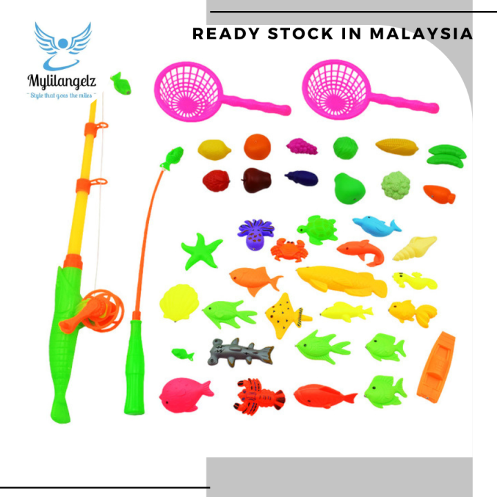 22Pcs Educational Baby Game Fishing Rod Fish Toy Magnetic Model Kids×