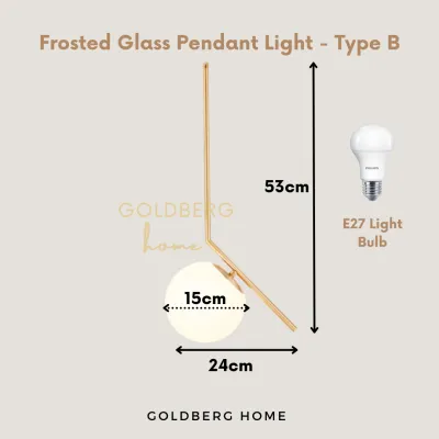 (Pre Order) Athena Bolia Frosted Glass Pendant Light - Bedroom Living room light | Goldberg Home