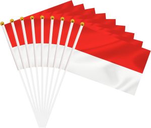 10pcs Kemerdekaan Bendera Merah Putih Bendera Tongkat Tangkai Merah Putih Bendera Tongkat Tangkai Merah Putih Kecil Indonesia Pawai 17 Agustusan