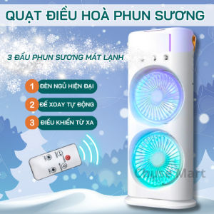 Quạt Phun Sương tích điện 2 Đầu Quạt Hơi Nước Phun Sương 2 Tầng Quạt phun sương 2 đầu - Giá Tốt Miễn Phí Vận Chuyển Quạt mini phun sương 2 đầu để bàn tiện lợi quạt hơi nước