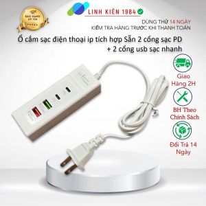 Ổ cắm sạc điện thoại ip tích hợp Sẵn 2 cổng sạc PD + 2 cổng usb sạc nhanh