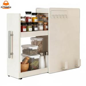 Kitchen Narrow Seasoning Rack with Handle & Hooks for Bathroom Dishwasher