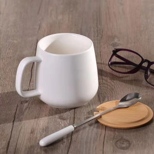 330ml Scandinavian creative ceramic mug couple coffee mug with lid spoon high temperature resistant