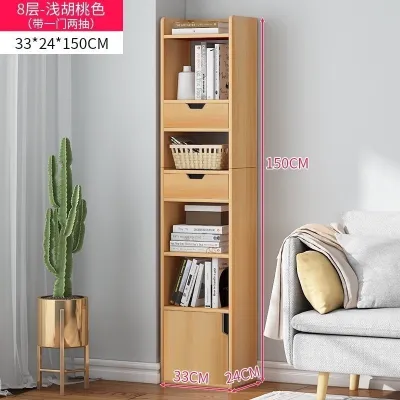 17vm Wooden Cabinet Narrow Cabinet Multi Layer Book Cabinet Anti-Dust With Door Wall Side Slim Bookshelf Storage Locker Fa16 M1P8F