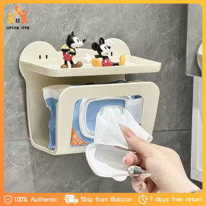 Cartoon Wipes Storage Box Tissue Holder Wall Mounted Punch-free Paper Towel Holder Tissue Box Bathroom Wipes Rack