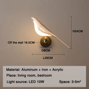 Kiểu Bắc Âu nghệ thuật Magpie chim phòng ngủ đầu giường LED Đèn tường sáng tạo phòng khách phông nền tường trang trí treo tường gắn tường chiếu sáng