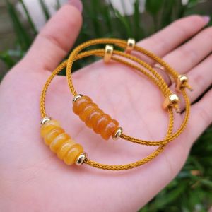 Q86 Vòng ngũ điếu Cẩm Thạch Vàng dây cáp cho Thổ và Kim - Phong Thủy TUDO P