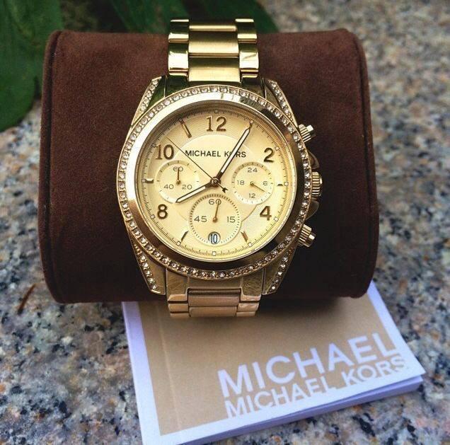Michael Kors Blair Chronograph Gold Glitz Dial Watch MK5166 –  showtimewatches.com