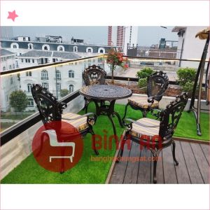 Bộ bàn ghế ban công ngoài trời Nhôm đúc Bàn ghế sân vườn ngoài trời Tròn Bàn ghế ngoài trời - BO15