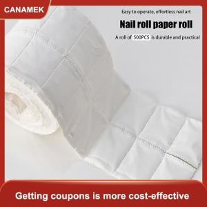【CANAMEK 】 500Pcs Roll Nail UV Gel Polish Remover Cotton Clean Pads White Torn Off Lint Free Nail Wipes Makeup Soak Nail Art Manicure Tool