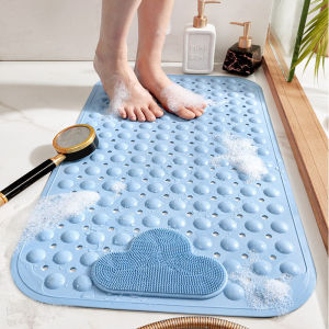Bathroom Mat Non-Slip Shower Floor Mat with Suction Cup PVC Massage Particles Foot Pad Non Slip Resistant Drain Holes Hotel Bathtub Floor Mat Environmentally Friendly Rubber Bath Carpet