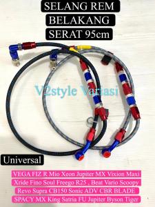 Kabel Selang Rem Belakang 95cm Depan 65cm Serat VEGA FIZ R Mio Xeon Jupiter MX Vixion Xride Fino Soul Freego Beat Vario Scoopy Revo Supra Sonic BLADE MX King Satria FU Jupiter Tiger dll