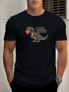 T Shirt For Men I STEAL HEARTS 100% Cotton Graphic Printing Summer Round Neck T-Shirt Casual Breathable Street Style Daily Top