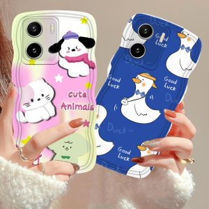 (Lokal Ready) Xinyu Casing hp Vivo Y17S Y36 Y27 Y16 Y15s Y15A Y12S Y12A Y02 Y02T Y01 Y02S Y22 Y35 Y21A Y21S Y33S Y12 V25e V27e Y17 Y11 Y20S Y91C Y19 Y30 Y53s S1 Pro Semoga beruntung Binatang Manis Kucing dan Anjing Kasus Lembut Pinggir Gelombang Softcase