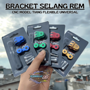 iconblue88 Bracket Selang Rem Depan CNC Model Tiang Fleksibel Mu Fac Universal untuk semua motor