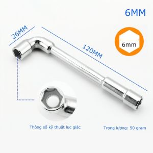 Cần điếu lỗ 6-15mm khóa ống điếu 2 đầu cờ lê chữ L có lỗ đầu lục giác thép CR-V cao cấp-HAUSE