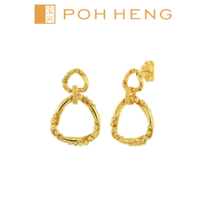 Poh Heng Jewellery 22K Loop Drop Earrings in Yellow Gold [Price By Weight]