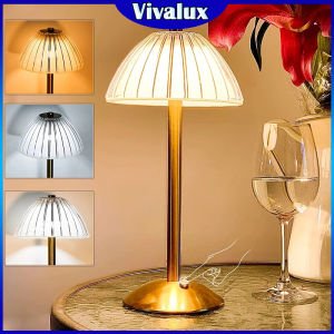 Vivalux Bar Metal Table LED Table Lamp Nordic Style Cordless Ambient Light USB Rechargeable Bedroom Bedside Desk Light Modern Luxury Dimmable European Style Lamps