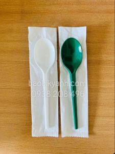 250 cái muỗng nhựa bọc màng muỗng bọc giấy muỗng nhựa dùng 1 lần muỗng nhựa màng giấy thìa nhựa màng giấy thìa bọc giấy