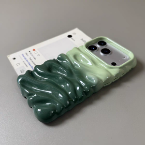 Glossy Color Blocking 3D Cream Pattern Phone Case For iPhone 17 Air 16 15 14 Pro Max Soft Gradinet Shockproof Silicone Cover