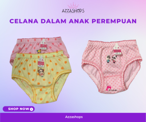 6 PCS CELANA DALAM ANAK PEREMPUAN MOTIF DEPAN USIA 1 TAHUN - 8 TAHUN