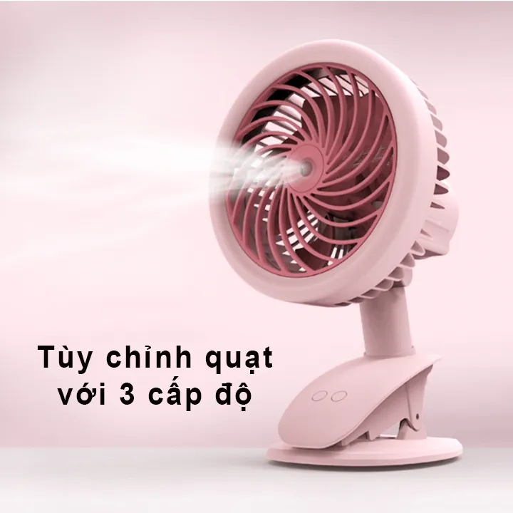 Quạt mini tích điện phun sương, có đảo hướng