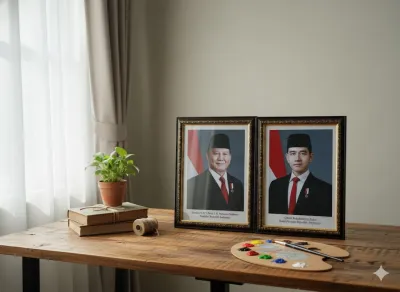 1 Set Bingkai+ Foto Resmi Presiden Dan Wakil Presiden Ukuran F4/25x35 Cm Free Bubble Wrap