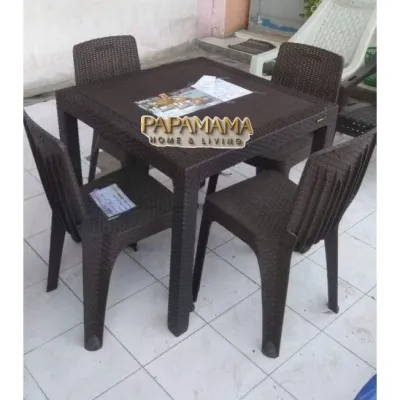 Set Meja Makan Plastik Napolly 4 Kursi - Meja Makan Segi Minimalis