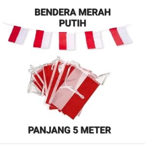 Bendera Merah Putih Tali 1 Pack isi 20 Lembar Panjang 5 Meter HUT RI 17 Agustus