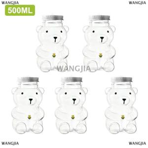 [COD] WANGJIA Bear Cup Plastic Honeybear Straw Cup Plastic Cups With Lids And Straws Cute Mugs Bear Sippy Cups Coffee Beer Wine