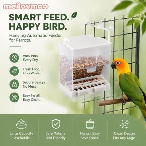 Bird Feeder Cage Cup Removable Hanging Auto Food Container Easy Clean Pet Parrot Aviary