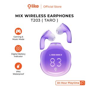 Olike T203 Wireless Earphone Gaming Music Headset Bluetooth 5.3 TWS IPX4 Waterproof 30 Jam
